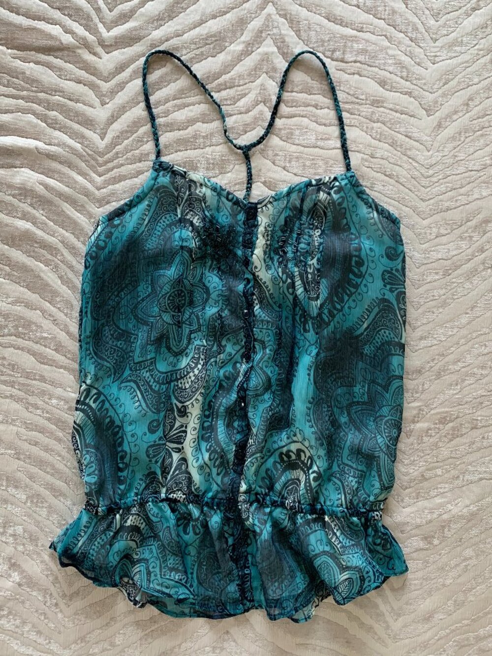 LC Lauren Conrad Blue Bohemian Paisley Cami Top | Y2K Cami